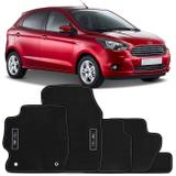 Jogo Tapete Borracha PVC Ford Ka Hatch Ka+Sedan 15 a 18 Preto com Grafia Emblema Impermeável 5 Peças - Requinte tapetes