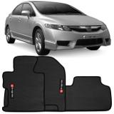 Jogo Tapete Borracha PVC New Civic 2007 a 2011 Preto Bordado Carpete Impermeável 4 Peças - Flash