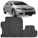 Jogo Tapete Borracha PVC New Civic 2007 a 2011 Preto Bordado Carpete Impermeável 4 Peças - Top gear
