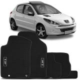 Jogo Tapete Borracha PVC Peugeot 207 2009 a 2015 Preto com Grafia Emblema Impermeável 5 Peças - Requinte tapetes