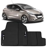 Jogo Tapete Borracha PVC Peugeot 208 13 a 18 Preto Bordado Carpete Impermeável 4 Peças - Flash