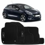 Jogo Tapete Borracha PVC Peugeot 208 2013 a 2018 Preto com Grafia e Emblema Impermeável 5 Peças - Requinte tapetes