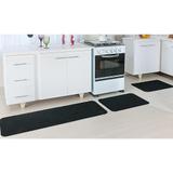 Jogo Tapete Cozinha 3 Peças Relevo Preto - Tapetes Oasis