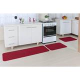 Jogo Tapete Cozinha 3 Peças Relevo Vermelho - Tapetes Oasis