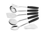 Jogo utensilios 6 pc utilita preto sortidos com laminas aco inox e cabos de polipro tramontina
