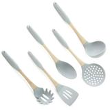 Jogo Utensílios Para Cozinha de Silicone e Madeira 5 Peças - Mimo style