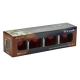 Jogo Xícaras de Café 4 Peças Expresso Napoli 80 ml Kit Ultra Moderno Red Berry Em Vidro Le Cook