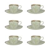 Jogo Xícaras De Café Oxford Ryo Porcelana 12 Peças Bambu