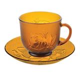 Jogo Xícaras de Chá Café 200 Ml Vidro Rosas Amber 12 Peças - 123 útil