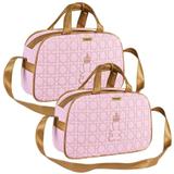 Kit 02 Bolsas de Maternidade Majestade Rosa com Dourado - Talismã