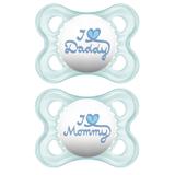 Kit 02 Chupetas Mam Mom Dad 0 A 6 Meses Azul 2931