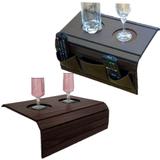 Kit 02 Esteiras Bandeja Sofá Porta Copo e Porta Controle Couro Tabaco - Lyam Decor