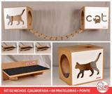 Kit 02 Nichos Gatos Almofada + Ponte + 04 Prat- Fte Branca - Cat + Walk Cat - Nekocat