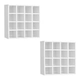 Kit 02 Nichos Porta Toalhas 16 Lugares 52x52cm Branco - AJL Móveis