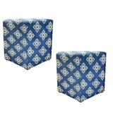 Kit 02 Puff Decorativo Dado Quadrado Estampado Floral Bordado D54 - DRossi