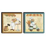 Kit 02 Quadros Cozinha Vintage Cozinheiros Canvas 30x30cm-COZ11-A-B - Lubrano decor