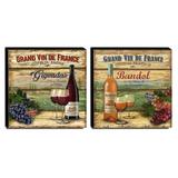 Kit 02 Quadros Cozinha Vintage Vinho Uva Canvas 30x30cm-COZ36 - Lubrano decor