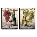 Kit 02 Quadros Cozinha Vintage Vinho Uva Canvas 40x30cm-COZ30 - Lubrano decor