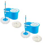 Kit 02 Spin Mop 360 Balde Com Esfregão 4 Estopas Tornado - Uitech