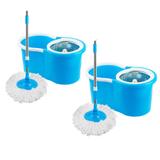 Kit 02 Spin Mop Balde Com Esfregão Cesto Inox 4 Refis Uitech