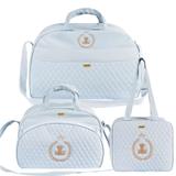 Kit 03 Bolsas de Maternidade Puppi Coleção Urso Azul Bebê - Talismã