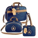 Kit 03 Bolsas de Maternidade Puppi Coleção Urso Azul Marinho - Talismã
