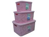 Kit 03 Caixas Organizadoras Floral Rosa 5,5 / 10 / 17 Litros Uninjet