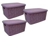 Kit 03 Caixas Organizadoras Floral Rosa 5,5 Litros Uninjet