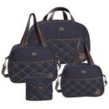 Kit 04 Bolsas Maternidade Versinho Jeans Azul Marinho - Hug Baby