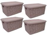 Kit 04 Caixas Organizadoras Floral Rosa 17 Litros Uninjet