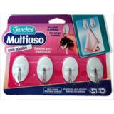 Kit 04 Ganchos Multiuso Com Adesivo Fixador Sem Furar Parede - Lig brin