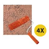 Kit 04 Rolo Decorativo Para Textura Emborrachado 23 Cm Floral - Roma