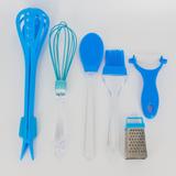 Kit 06 utensílios de cozinha - Azul - Interponte