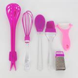 Kit 06 utensílios de cozinha - Rosa - Interponte