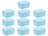 Kit 10 Caixas Organizadora Rattan 7 Litros C/ Tampa Baby Azul - M. libano