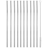 Kit 10 Canudos Inox Sustentável Reto 6,3mm Com Escovinha 23cm - Zanline