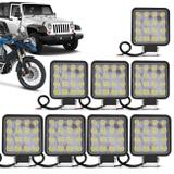 Kit 10 Faróis Milha Quadrado 16 Leds 48W 12V Carro Troller Jeep Off-road Auxiliar Neblina - Kit prime