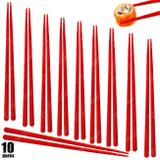 Kit 10 Pares de Hashi para Comida Japonesa 22 Cm Vermelho Nihon Shikko