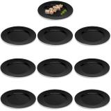 Kit 10 Pratos 25 Cm em Melamina/Plastico Preto Fuxing
