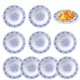Kit 10 Pratos Fundos 25cm Decorado Branco em Melamina/Plastico Fuxing