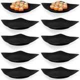 Kit 10 Pratos Quadrados 22,5 Cm em Melamina/Plastico para Sushi Preto Ut