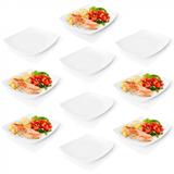 Kit 10 Pratos Quadrados 24 Cm em Melamina 5 Mm Espessura Branco Fuxing
