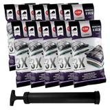 Kit 10 Saco Organizador a Vácuo + Bomba Para Viagem Roupa Cobertor Protetor Com Zíper Clink 50x60cm