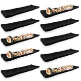 Kit 10 Travessas Estriadas para Sushi em Melamina/Plastico Preta Utilgoods