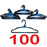 Kit 100 Cabide Plástico Preto Adulto Reforçado Dupla Cava Antideslizante para Guarda Roupas e Closet - Nacional