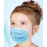 Kit 100 máscaras infantil azul tripla volta as aulas com proteção - Medi Company
