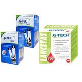 kit 100 Tiras Fitas Lite + 100 Lancetas Para Medição De Glicose G Tech Lite - G-tech