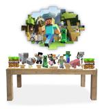 Kit 11 Display Festa Minecraft + Painel Elipse em Mdf 67cm - X4adesivos