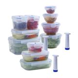 Kit 11 Potes Plásticos Herméticos a Vácuo e Bomba Aspi Fresh