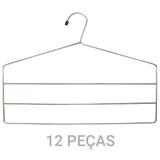 Kit 12 Cabides Calceiro Calças Organizador para Calças Armário Arara Guarda Roupas Aço Cromado - Elegante lar